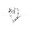 Cat Shape 925 Sterling Silver Cuff Rings for Women FS-WGE449A-01-5