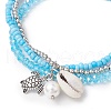 Glass & Brass Beads Multi-strand Bracelets BJEW-TA00638-3
