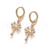 Brass Dangle Hoop Earrings EJEW-F199-09G-1