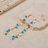 Dyed Natural Turquoise & Pearl Dangle Stud Earrings EJEW-G369-02G-3