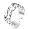 304 Stainless Steel Curb Chains Shape Open Cuff Ring for Women RJEW-N040-31-1