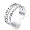 Non-Tarnish 304 Stainless Steel Curb Chains Shape Open Cuff Ring for Women RJEW-N040-31-1
