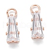 Brass Clear Cubic Zirconia Charms ZIRC-G170-10-4