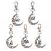Tibetan Style Alloy Crescent Moon with Animal Pendant Decorations with Resin Evi Eye HJEW-JM00874-1