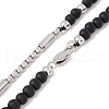 Natural Dyed & Heated Black Agate Round Beaded Necklace NJEW-B083-02-4