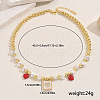 Elegant Brass & Imitation Pearl Heart Square Bib Necklaces for Women YJ5176-5