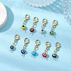 Flat Round with Evil Eye Handmade Lampwork Pendant Decorations HJEW-JM02340-2