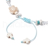 Turtle Cross Synthetic Turquoise & Magnesite & Glass Seed Braided Beaded Adjustable Anklets AJEW-AN00652-4