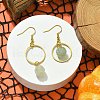 Natural Green Aventurine Pumpkin with Ring Dangle Earrings EJEW-JE05509-03-3