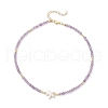 Summer Beach Natural Amethyst Round Beaded Necklaces NJEW-JN05262-03-4
