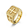 Square with Cross Pattern 304 Stainless Steel Finger Rings for Men FS-WGAC6B1-08-2