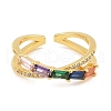Brass Micro Pave Cubic Zirconia Cuff Rings for Women RJEW-S392-09G-2