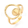 Oval 304 Stainless Steel Cuff Ring Components STAS-T066-30G-1