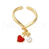 Brass Enamel Open Cuff Rings for Women RJEW-U057-19B-G-4