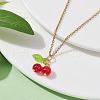 Natural Dyed Malaysia Jade Cherry Pendant Necklaces NJEW-JN04505-2