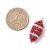 Handmade Glass Seed Beaded Rugby Pendants PALLOY-MZ00503-2