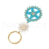 Flat Round & Star Glass Seed Loom Patter Keychain KEYC-MZ00009-02-4