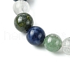 Natural Quartz Crystal &  Moss Agate & Dragon Blood Jasper & Sodalite Round Beaded Stretch Bracelets BJEW-JB10910-12-3