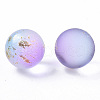 Transparent Spray Painted Frosted Glass Beads X-GLAA-N035-05B-01-2