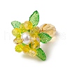 Glass with Round Shell Pearl and Acrylic Charms Pendants PALLOY-MZ00647-04-4