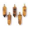 Faceted Natural Tiger Eye Pointed Pendants G-H252-F04-1