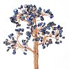 Natural Lapis Lazuli Chips with Brass Wrapped Wire Money Tree on Ceramic Vase Display Decorations DJEW-B007-02C-2