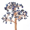 Mother's Day Natural Lapis Lazuli Chips with Brass Wrapped Wire Money Tree on Ceramic Vase Display Decorations DJEW-B007-02C-2