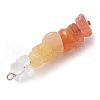 Gradient Color Natural Quartz Crystal & Natural Red Aventurine & Natural Sunstone & Natural Topaz Jade Chip Beaded Pendants PALLOY-JF02790-09-4