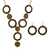Ring & Flat Round Alloy Pendant Necklace & Dangle Earring Sets FS-WG0C96B-01-2