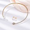 Round Plastic Imitation Pearl Stud Earrings & Rectangle Cubic Zirconia Rhinestone Cuff Choker Necklaces Sets SJEW-U003-06G-1