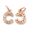 Brass Micro Pave Grade AAA Cubic Zirconia Charms ZIRC-P067-11RG-C-NR-2