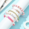 5Pcs 5 Style Polymer Clay Heishi & Word Love Beaded Stretch Bracelets Set BJEW-TA00297-5