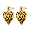 Leopard Print Brass Enamel Stud Earrings for Women EJEW-U055-12E-G-2