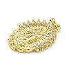 Virgin Mary Theme Rack Plating Brass Micro Pave Clear Cubic Zirconia Pendants KK-Z067-06G-01-2