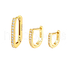 3 Pcs Elegant 925 Sterling Silver Clear Cubic Zirconia Oval & U-Shaped Hoop Earrings UO7347-1-5