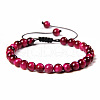 Natural Tiger Eye Round Bead Adjustable Braided Bracelets UO3136-8-1