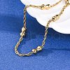 304 Stainless Steel Rope Chain Bracelets for Women BJEW-C094-02G-2