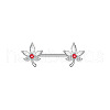 316L Surgical Stainless Steel Rose Rhinestone Nipple Rings WG189E0-06-1