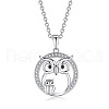 Mother's Day Mom and Baby Owl Brass Micro Pave Clear Cubic Zirconia Pendant Necklaces for Women FS-WG252EE-01-2