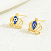 Fashionable Crown with Evil Eye Stainless Steel Stud Earrings NW1234-3