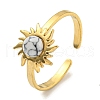 Ion Plating(IP) 304 Stainless Steel Synthetic Turquoise Cuff Rings G-Z056-01G-05-1