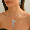 Elegant Middle Eastern Style Brass Micro Pave Cubic Zirconia Tassels Earrings & Necklaces Set for Women AS5342-2