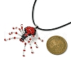Braided Glass Seed Bead Spider Pendant Necklaces NJEW-MZ00036-04-3