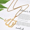 304 Stainless Steel Arabic Pendant Box Chain Necklaces for Women Men NJEW-R013-07G-1