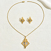 Stainless Steel Rhombus Pendant Necklaces & Stud Earring Sets for Women DJ8771-2