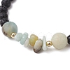 Natural Flower Amazonite with Natural Lava Rock Beaded Stretch Bracelets for Women BJEW-JB11130-02-3