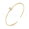 Rack Plating Brass Micro Pave Clear Cubic Zirconia Letter Open Cuff Bangles BJEW-A018-01G-X-1