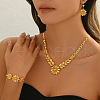 Elegant Middle Eastern Brass Flower Bracelets & Earrings & Necklaces Set for Women's Parties SI2075-2