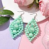 Woven Opaque Acrylic Dangle Earrings EJEW-JE05755-2