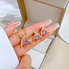 Brass Micro Pave Cubic Zirconia Pendant Necklace & Stud Earrings WG7AC39-29-1
